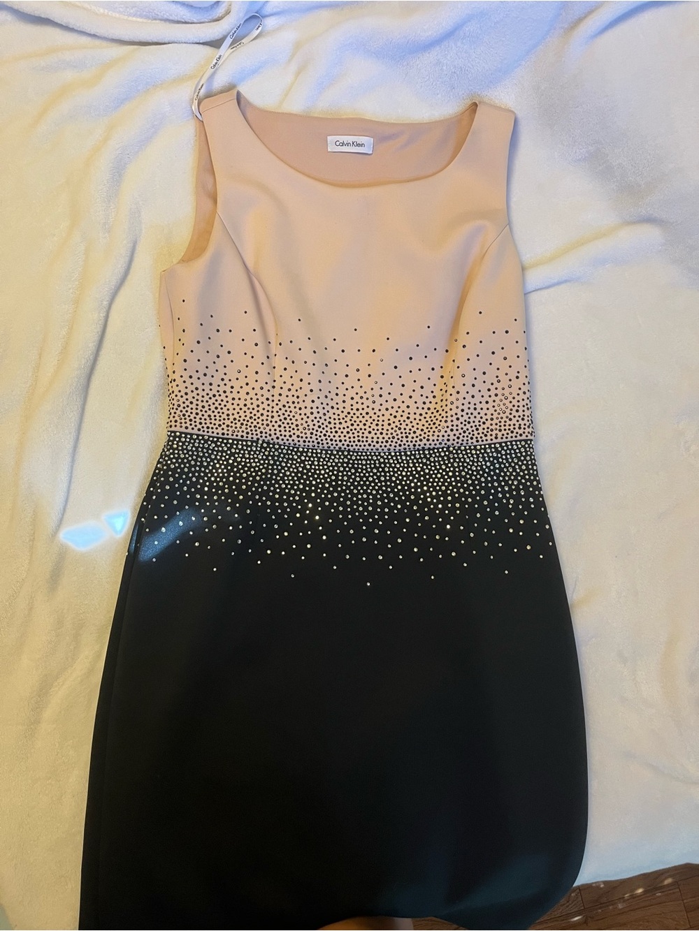 Calvin Klein Blush-to-Black Embellished Sheath Dress